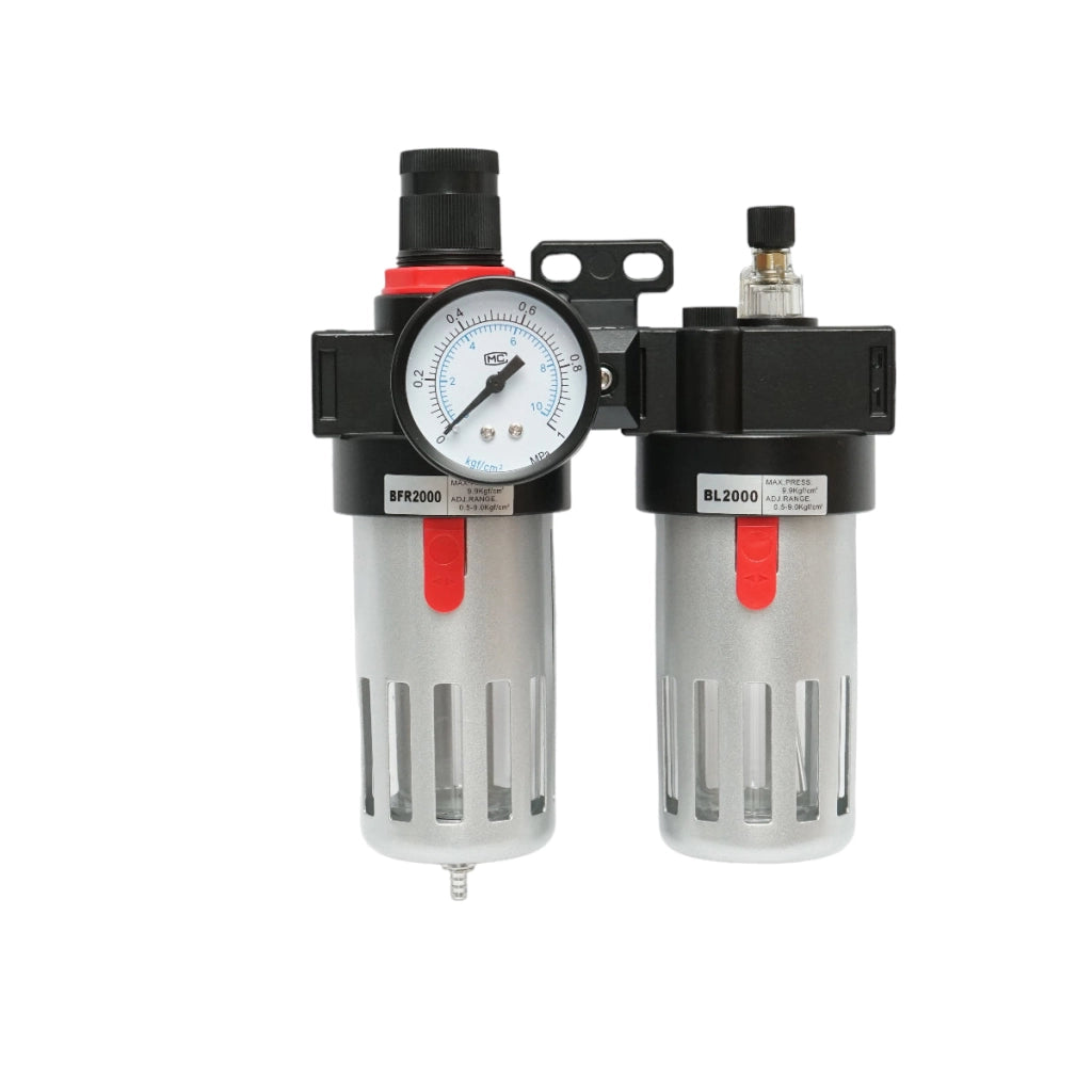 Filtro aria e lubrificatore con regolatore di pressione max. 1 MPa, attacco 1/4