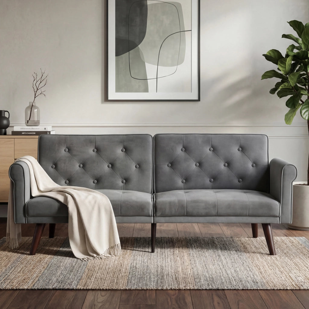 Divano Letto 2 in 1 Pieghevole con Schienale Regolabile ¨C Xylo ¨C Grigio
