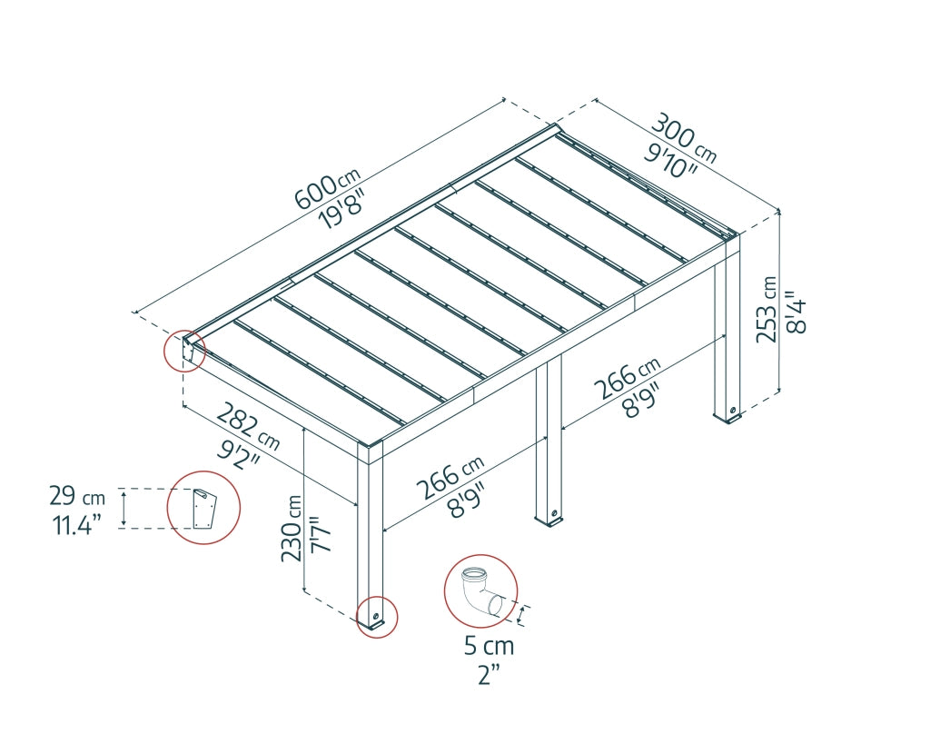 Pergola Helsinki 3X6 m Pergola in legno di cedro