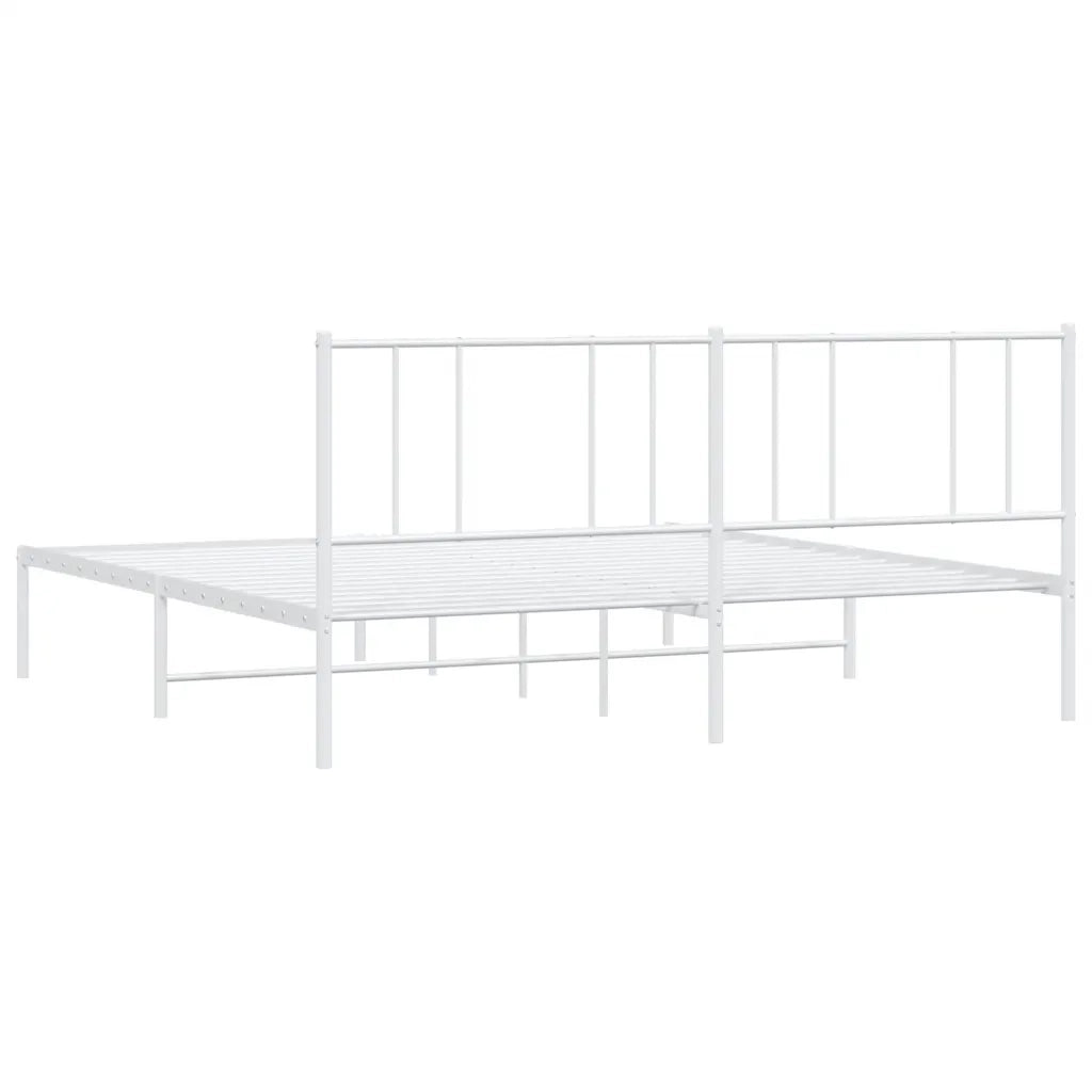 Giroletto con Testiera-Struttura Letto con testiera Metallo Bianco 200x200 cm 961237