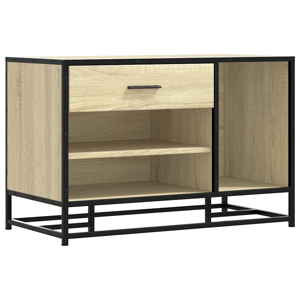 Panca Portaoggetti Rovere Sonoma Legno Multistrato e Metallo 849225