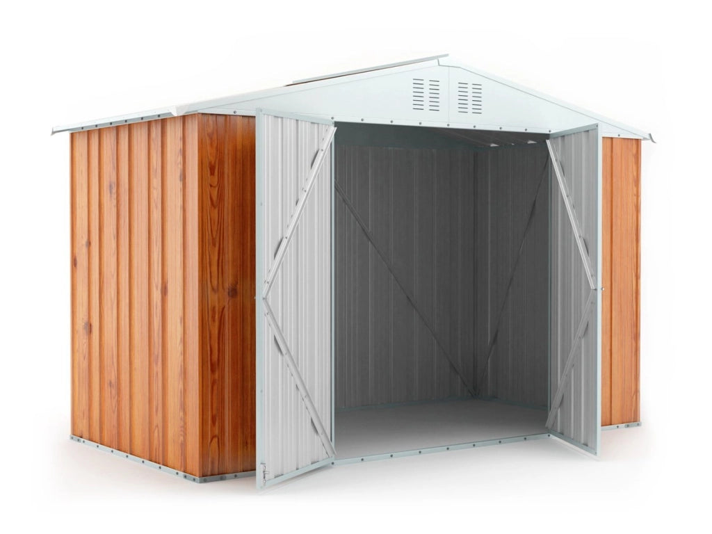 Casetta Box da Giardino in Lamiera di Acciaio Porta Utensili 327x155x217 cm Enaudi Legno