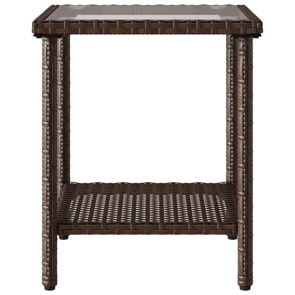 Divano da Giardino con Tavolo e Cuscini a L Marrone Polyrattan 4103873