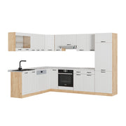 Cucina angolare completa R-Line Bianco/Rovere dorato 287 x 227 cm, PL Marmo Vicco