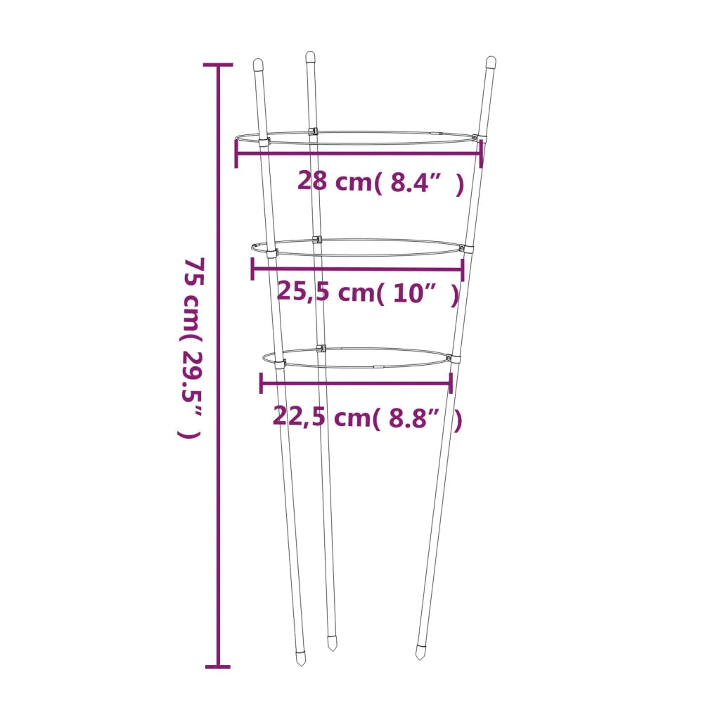 Supporti Piante da Giardino con 3 Anelli 5 pz Verde 75cm Acciaio CFW1484943