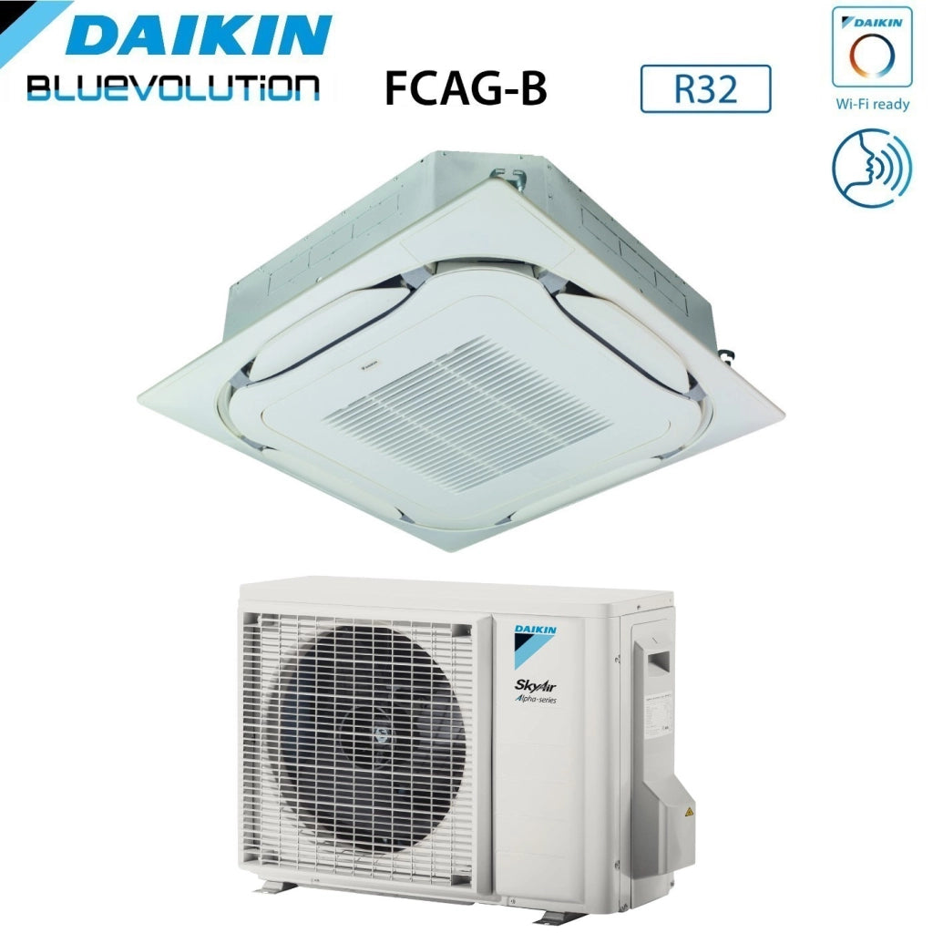 Climatizzatore Condizionatore Daikin Bluevolution a Cassetta Round Flow 12000 Btu FCAG35B + RZAG35A R-32 Wi-Fi Optional Con Griglia Standard Inclusa