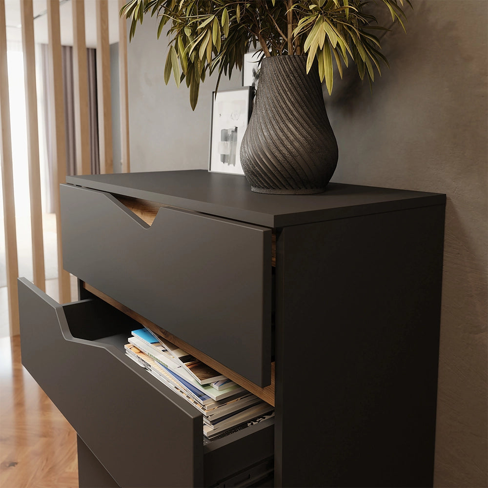 Vicco Cassettiera per camera da letto Antracite/Artisan 76 x 120 cm con 5 cassetti