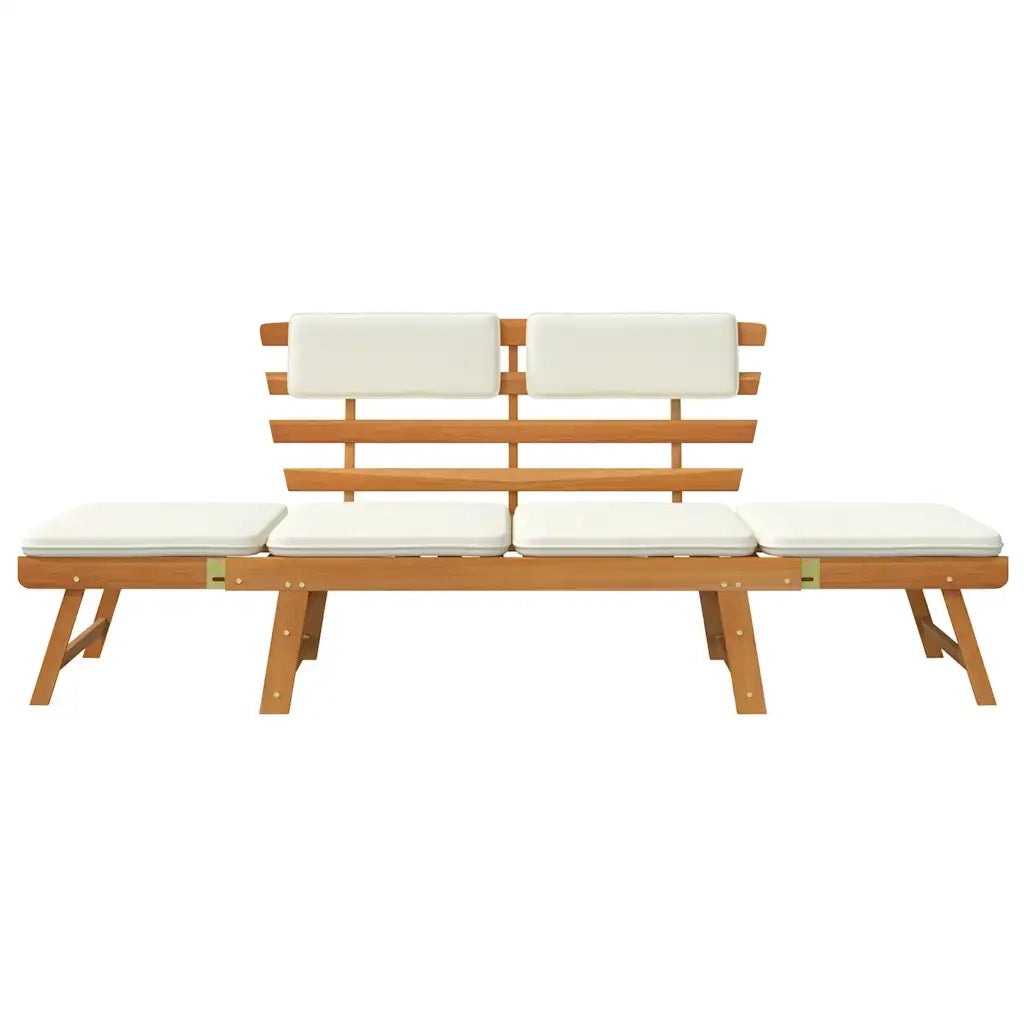 Panca da Giardino con Cuscini 2-in-1 190 cm in Massello Acacia 42647