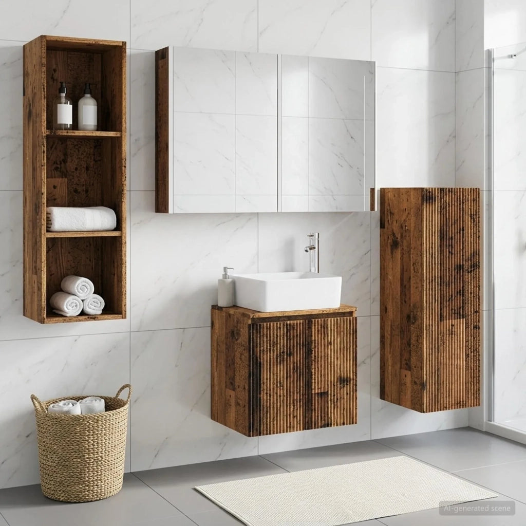 Set di mobili per il bagno 4 pz Legno antico 3407453