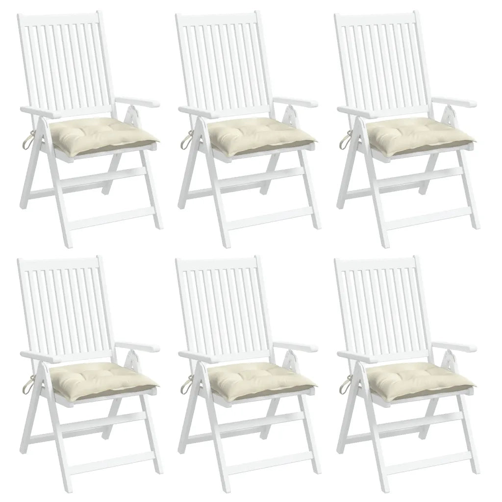 Cuscini per Sedia 6pz Bianco Crema 40x40x7 cm in Tessuto Oxford