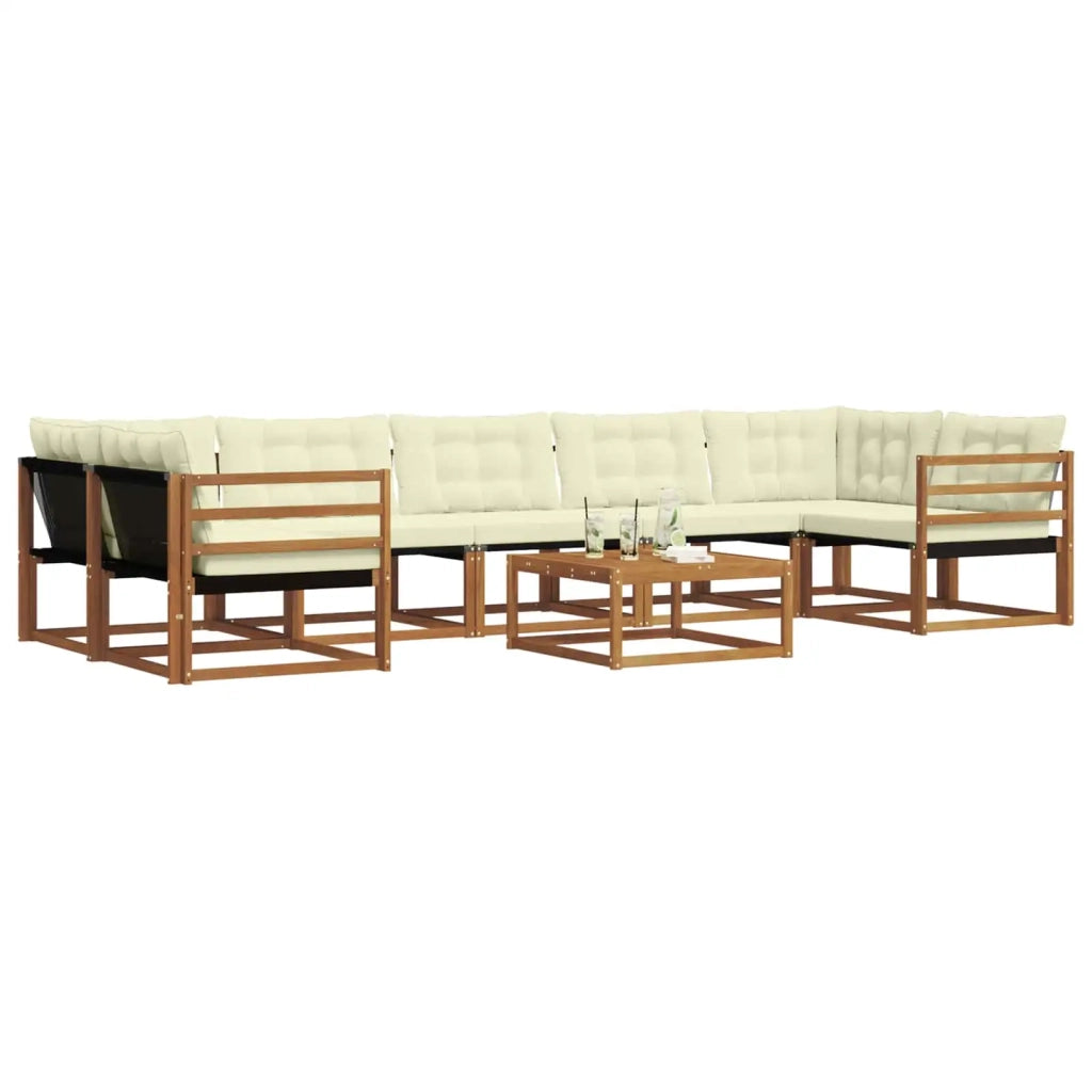Set di divani da esterno con cuscino 8 pcs Naturale e Crema 3369277
