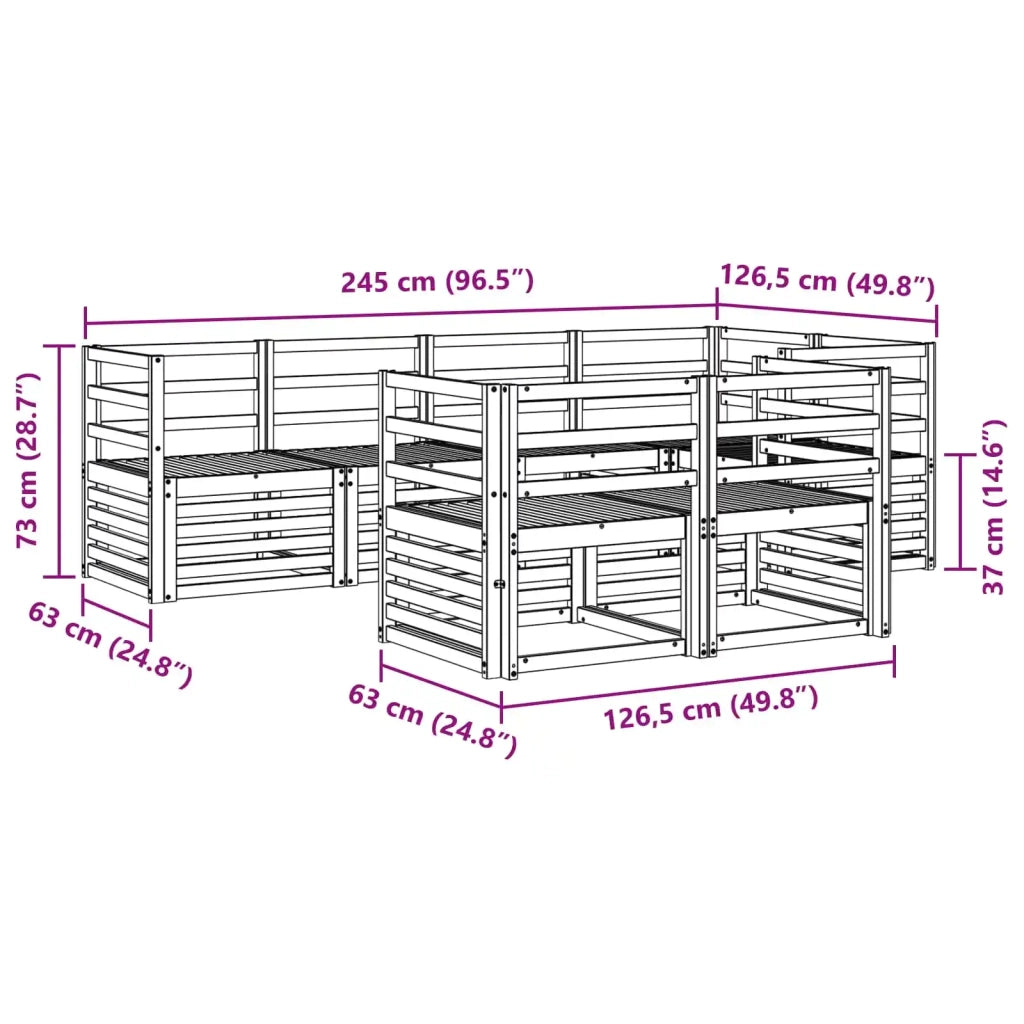 Set divani 7 pcs Naturale Legno di Acacia Massello 3374949