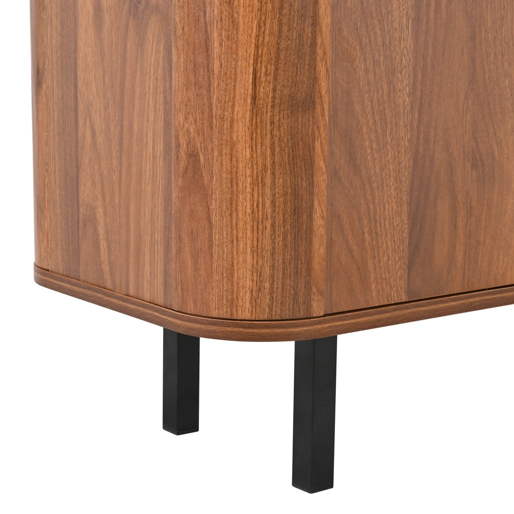 Mobile TV moderno con ante a griglia; 190 x 35 x 45 cm; MDF; nero e noce