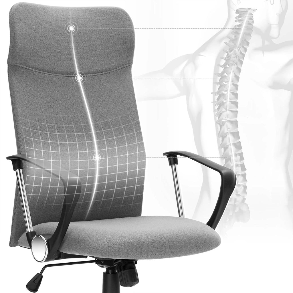 Sedia da ufficio sedia ergonomica seduta girevole imbottita rivestimento in tessuto altezza regolabile meccanismo di inclinazione capacità di carico 120 kg grigio 12_0005876