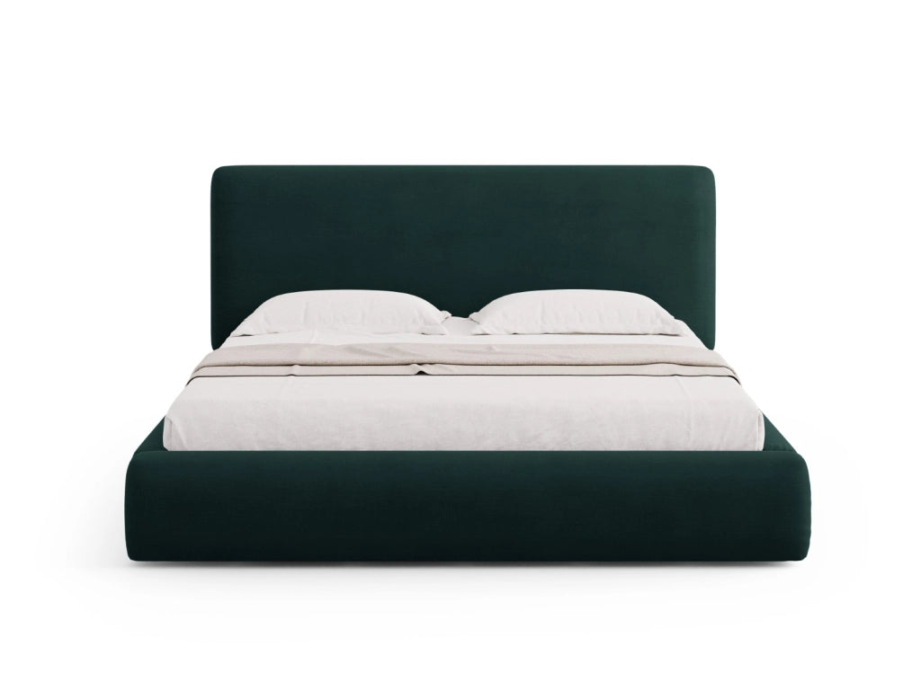Cosmopolitan Design - Letto a cassettone con testiera "Colonel" 200x200cm in ciniglia verde bottiglia 