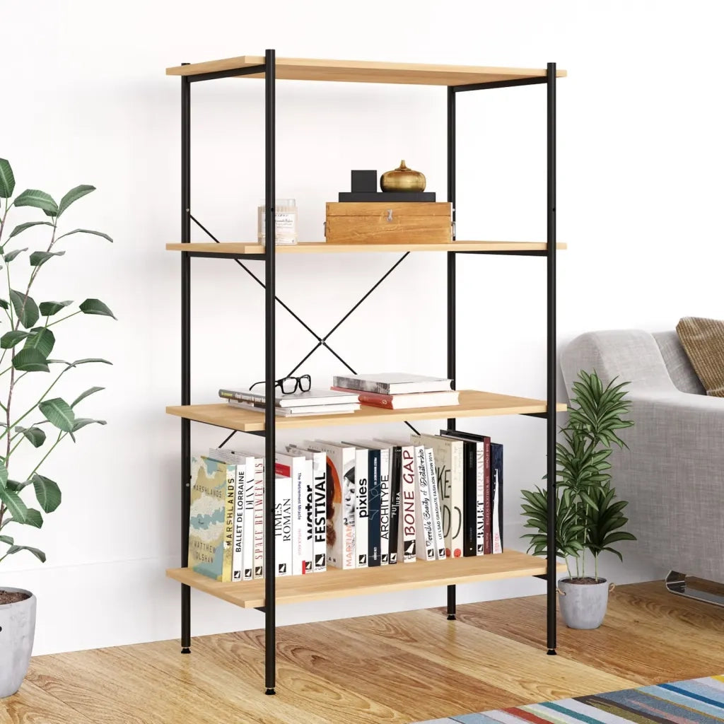 Scaffale con 4 Mensole Nero e Rovere 80x40x130 cm CFW2238347