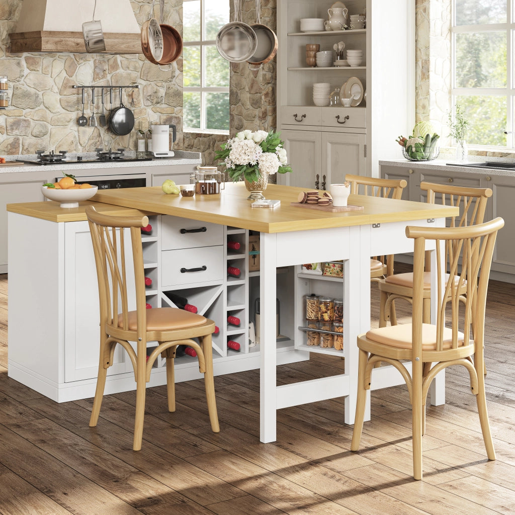 ISOLA DA CUCINA girevole 360° 120-223 cm Bianco MDF e Metallo