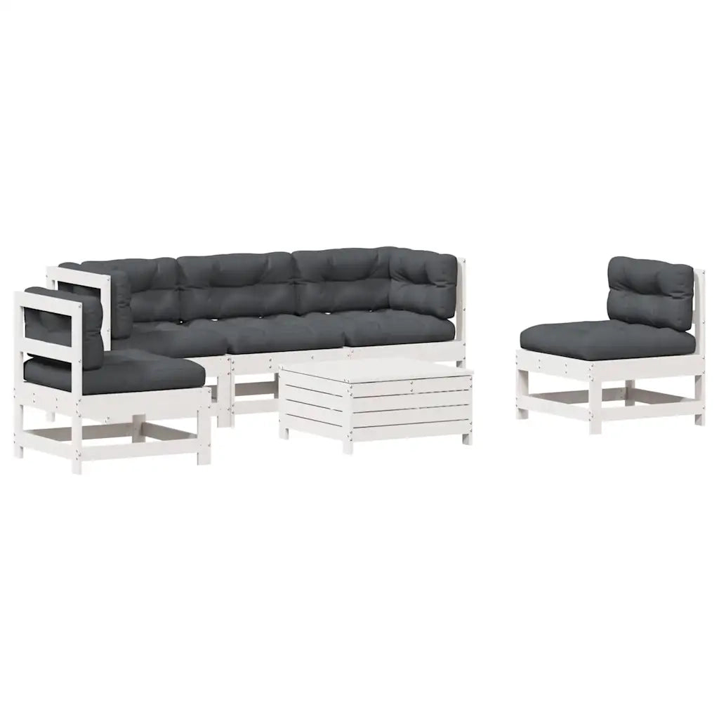 Set Salotto da Giardino 6 pz Bianco in Legno Massello di Pino 3250725