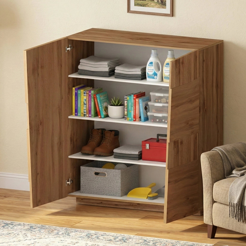 Armadio multiuso 2 ante Aulla, Mobile multifunzione, Armadietto a 2 ante, 120x44h126 cm, Rovere