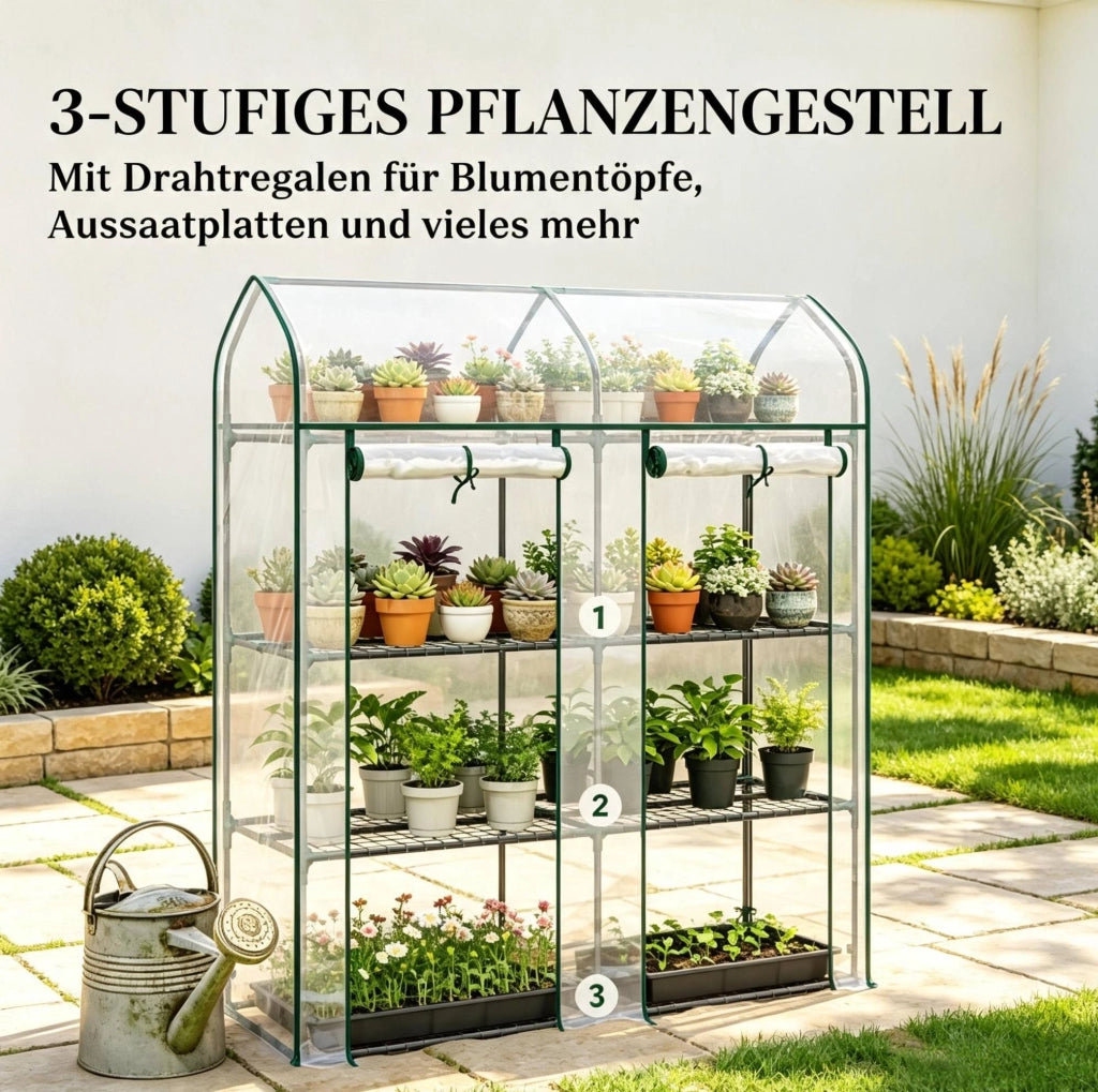 Serra da giardino trasparente 143x46x165 cm con 2 porte