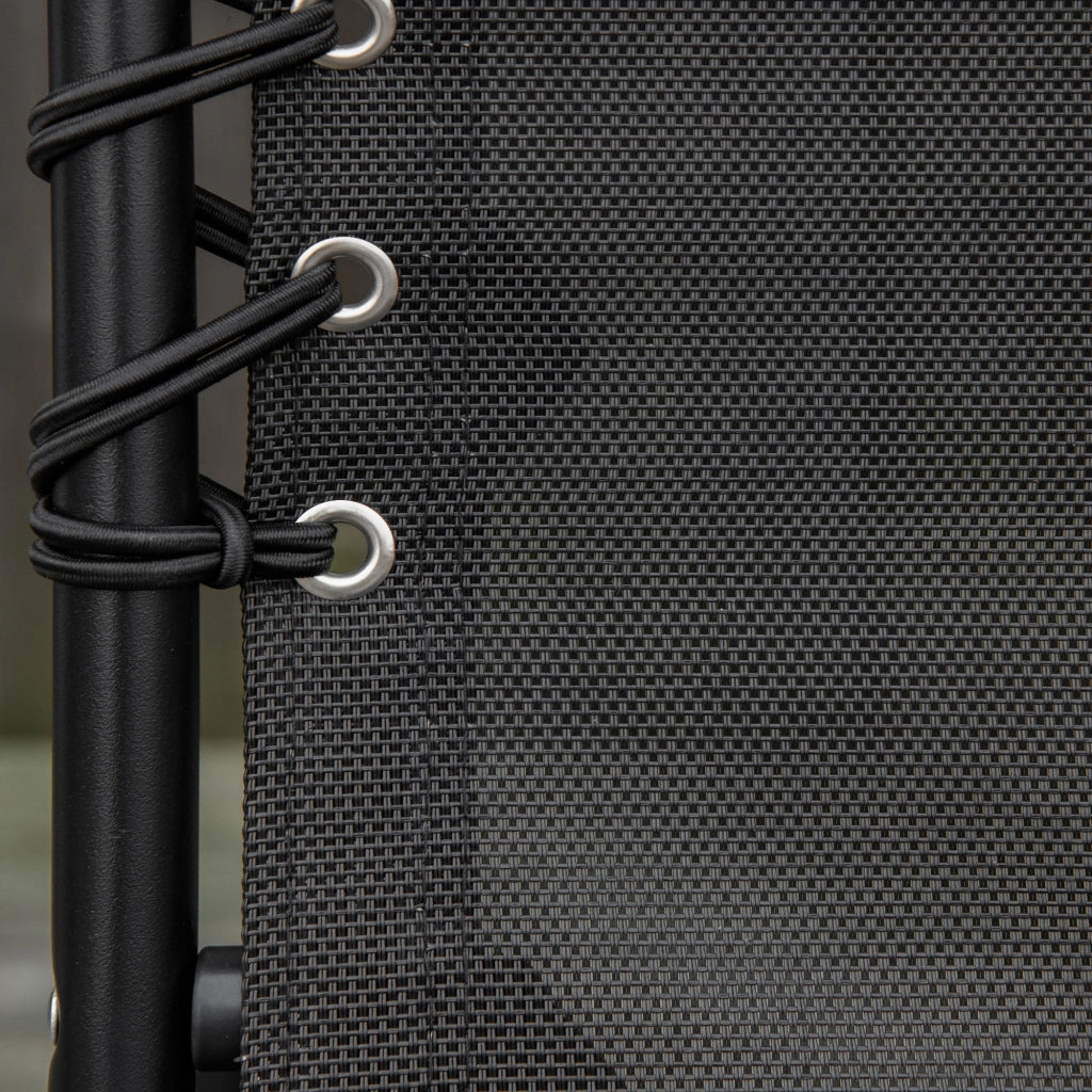 EasyComfort Lettino Prendisole in Acciaio e Tessuto Traspirante con Schienale Reclinabile, 189x58x30 cm, Nero