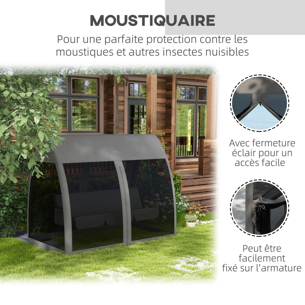Dondolo da giardino 3 posti con cuscini e tendalino ¨C zephmum ¨C grigio 240x140x197 cm