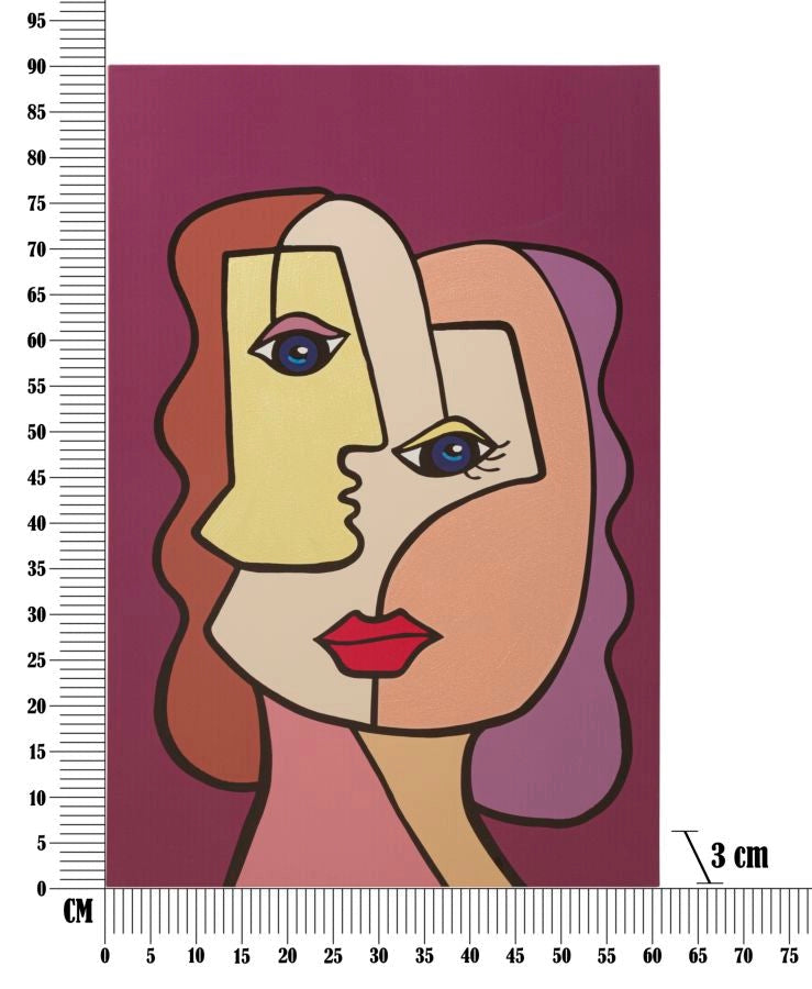 Stampa Dipinta Faces New 2 60x3x90 cm in Legno e Tessuto