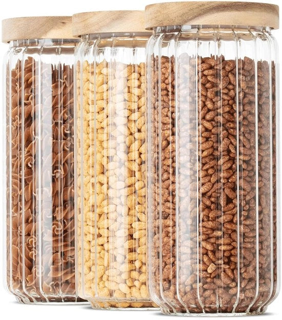 Contenitori di stoccaggio con coperchio - ermetici e stivati - 3 pezzi - 1000 ml
