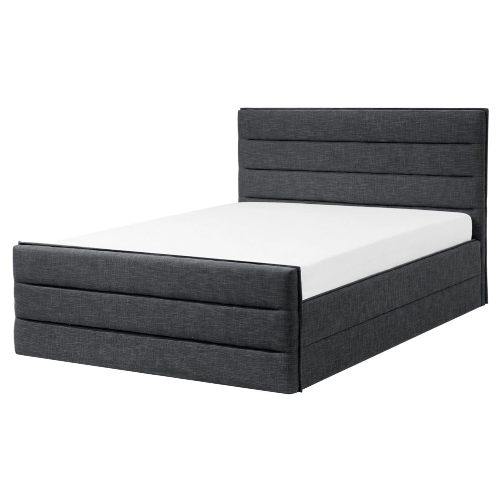 Letto Imbottito in Tessuto Grigio Scuro Rete a Doghe 160 x 200 cm