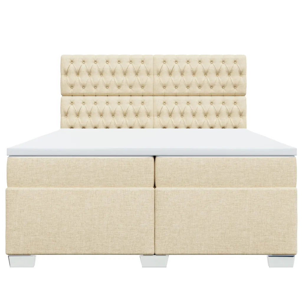 Giroletto a Molle con Materasso Crema 200x200 cm in Tessuto 3290607
