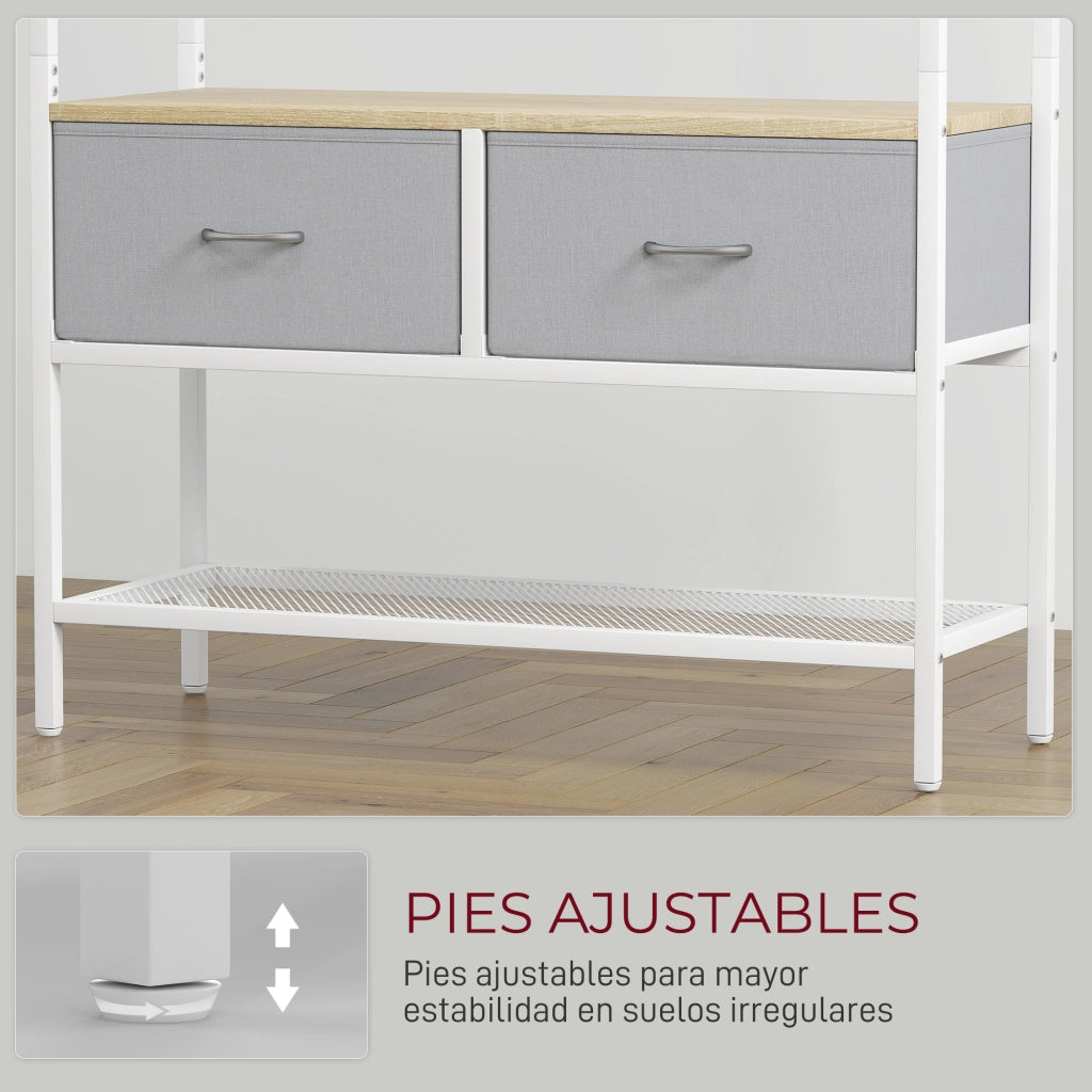 Appendiabiti con ripiani e ganci ¨C zephmum ¨C 80x30x180,5 cm legno naturale