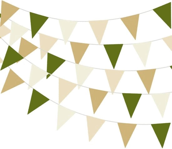 Linea di bandiera a tre angoli 32 metri - Decorazione di festa - Decorazioni neutre - Bohemien matrimonio - Tela a doppia faccia
