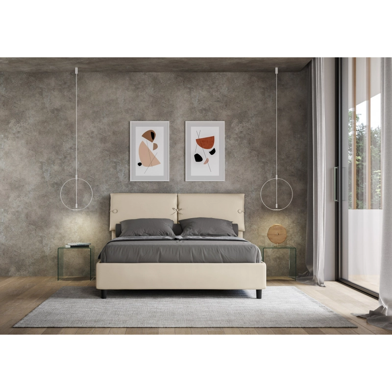 Letto imbottito Matrimoniale 160x200 cm Sleeper - Similpelle,Tortora,Con rete