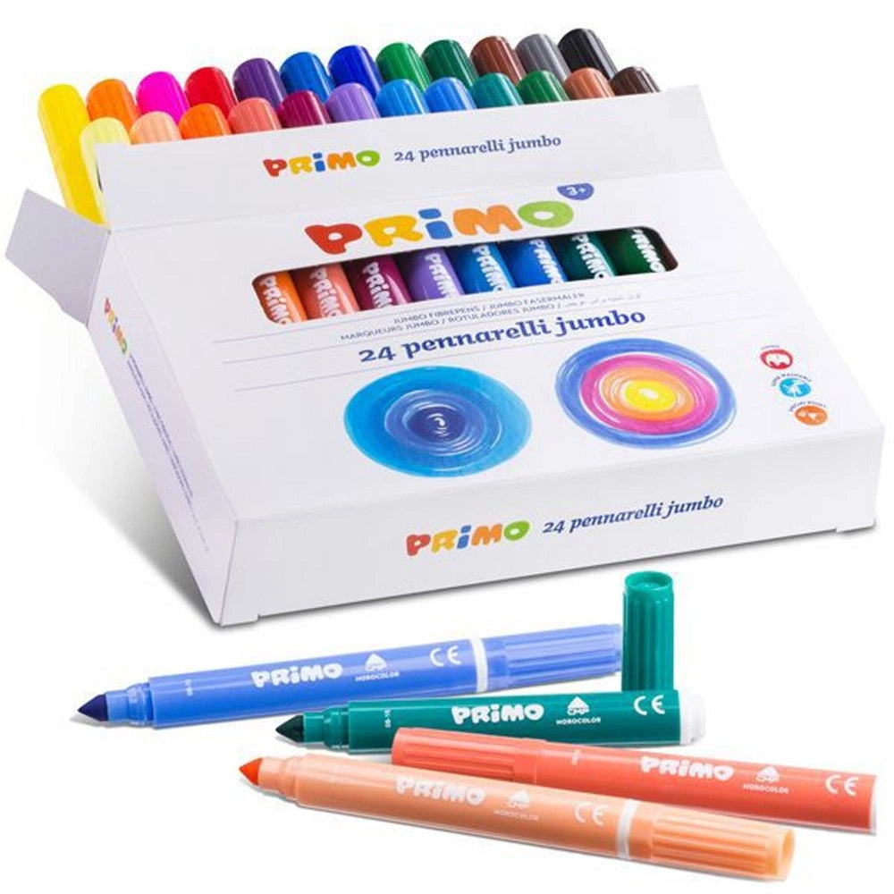 Trade Shop - Confezione 24 Pennarelli Colorati Scuola Disegno Bambini Con Punta Grossa Maxi -