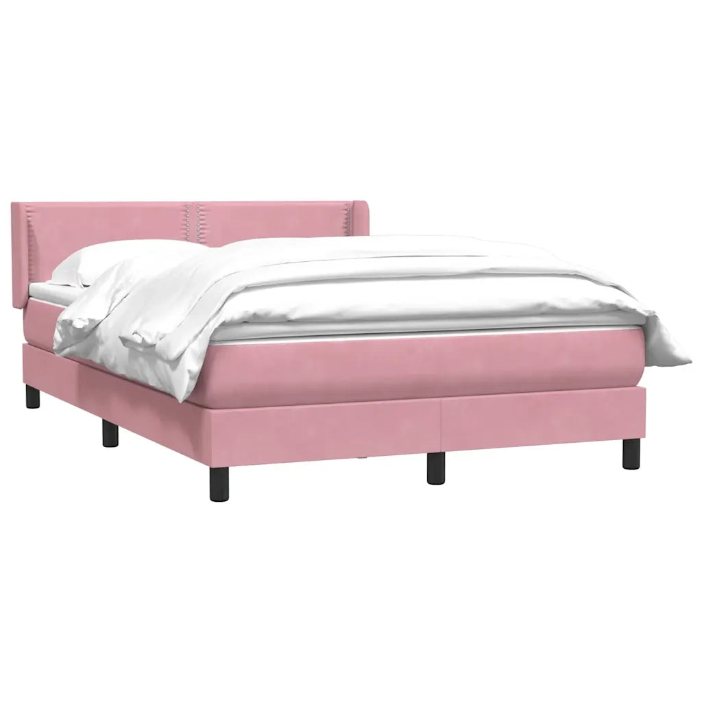 Giroletto a Molle con Materasso Rosa 160x220 cm in Velluto 3318080