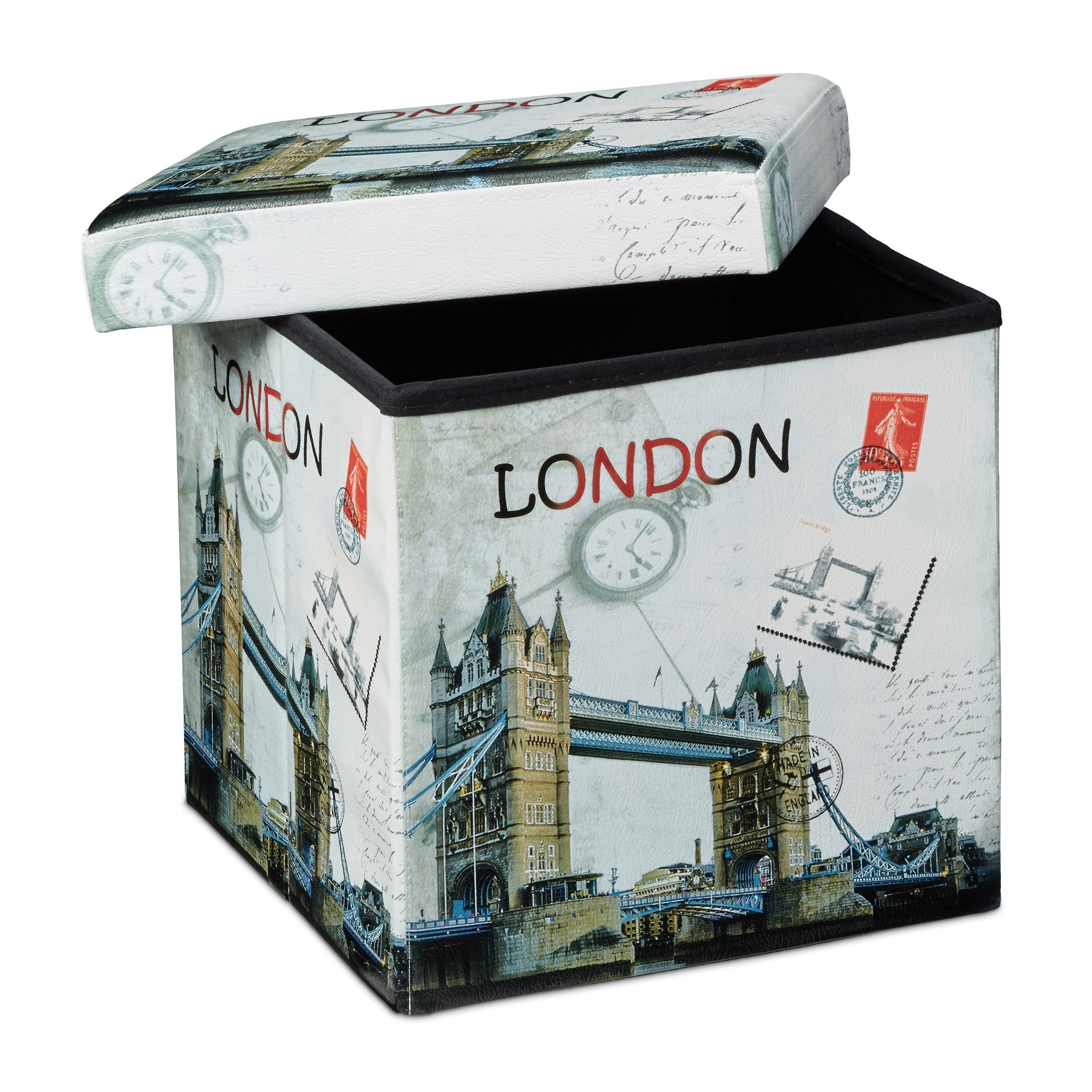 Sgabello pieghevole contenitore panca pieghevole 38 x 38 cm London multicolor 2013068