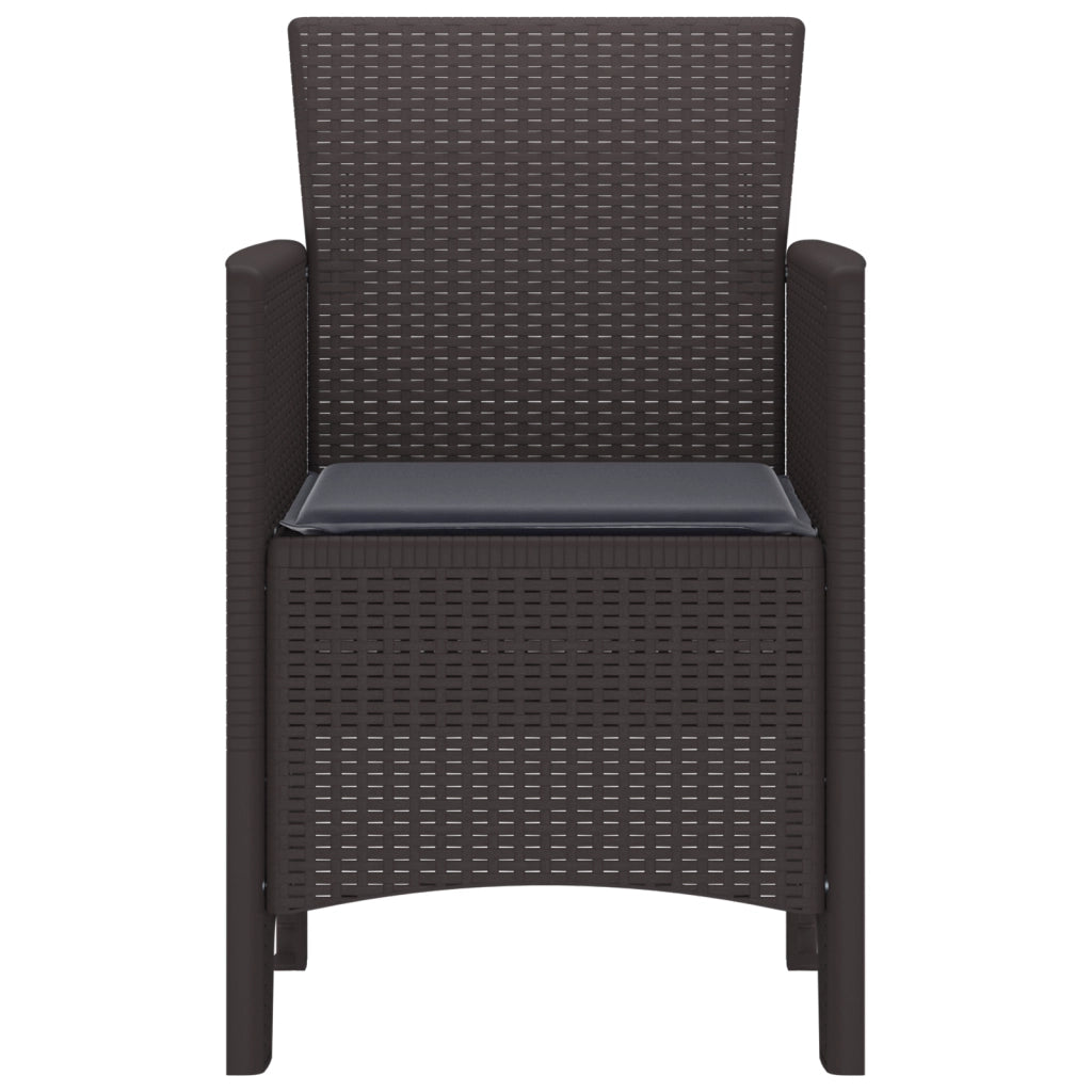 Sedie da Giardino con Cuscini 2 pz Marrone Polyrattan