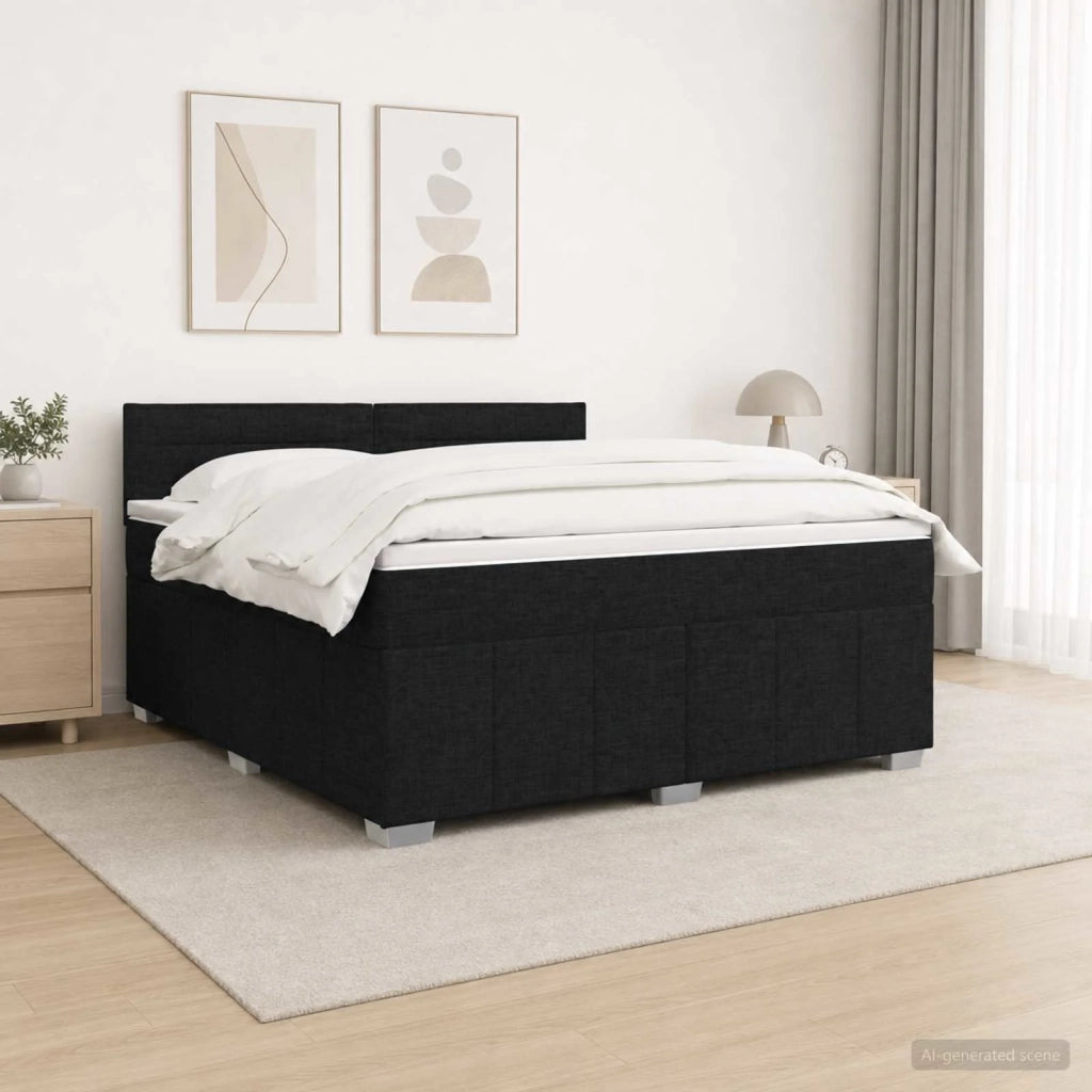 Letto box spring con materasso Nero 160 x 200 cm Tessuto 3452707