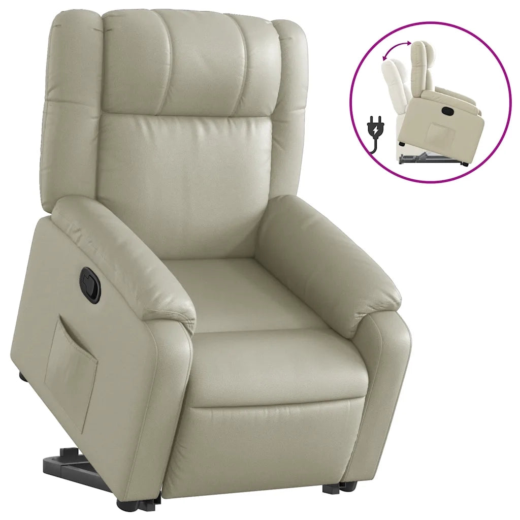 Poltrona Alzapersona Reclinabile Crema in Similpelle 3205151