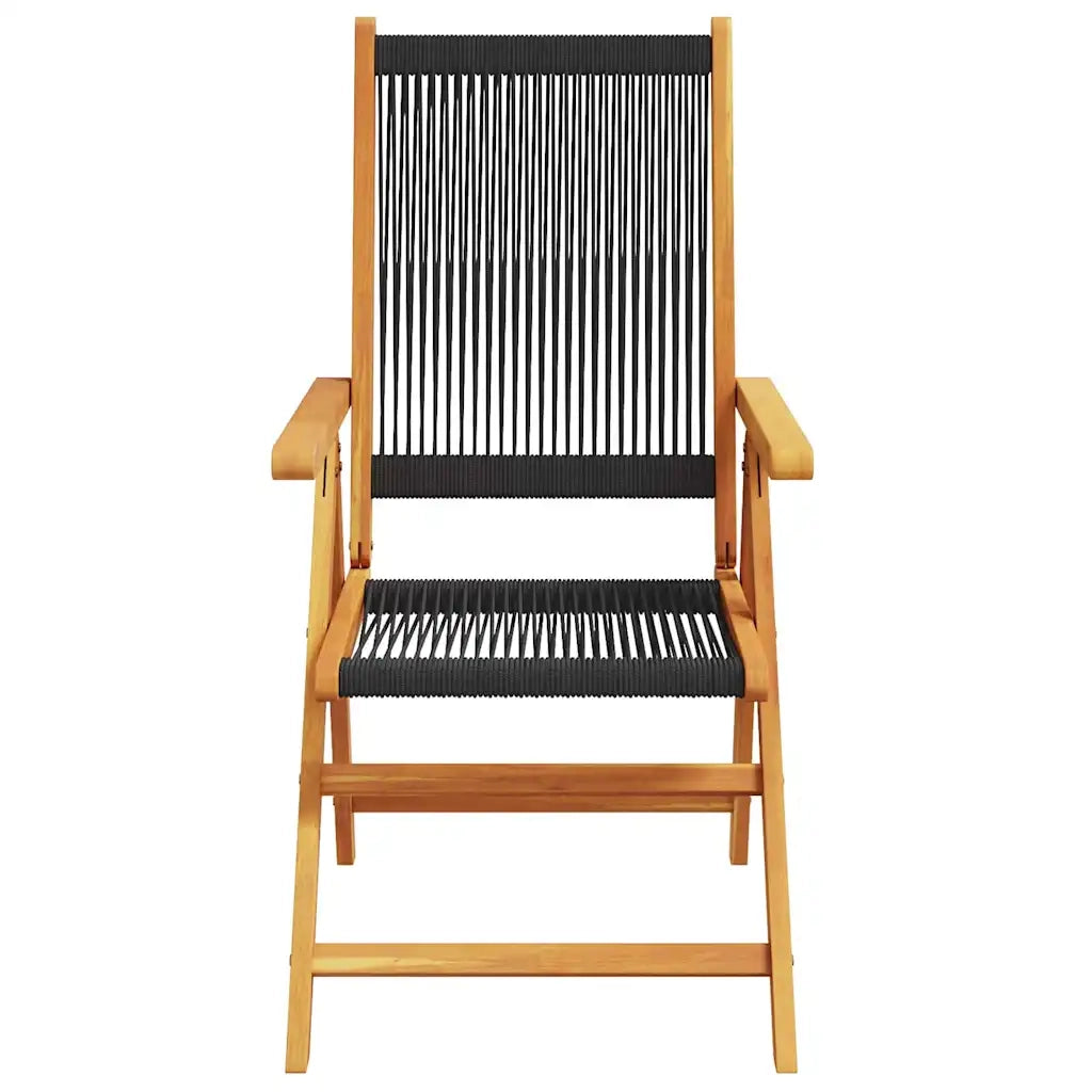 Set da Pranzo per Giardino 7 pcs Nero Legno di Acacia Massello 3375737