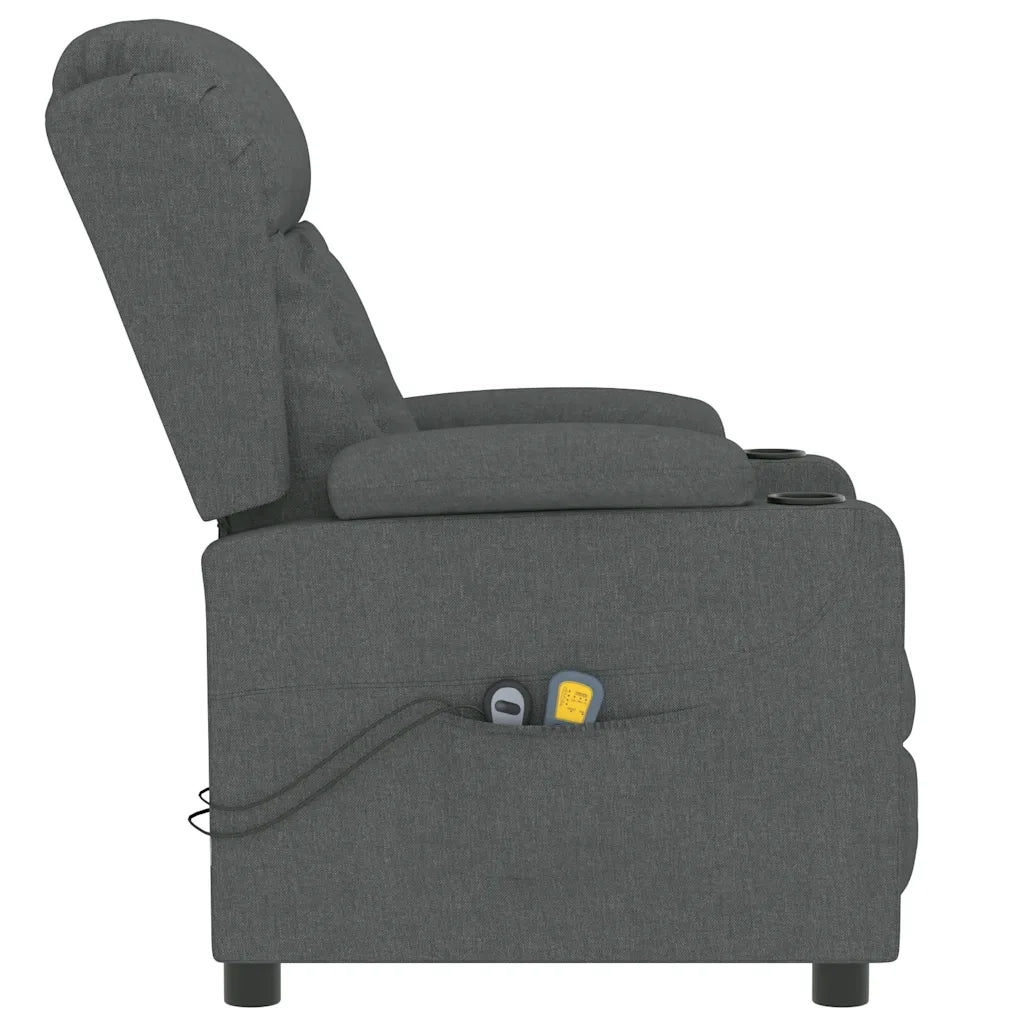 Poltrona Massaggiante | Sedia Relax Elettrica Grigio Scuro in Tessuto