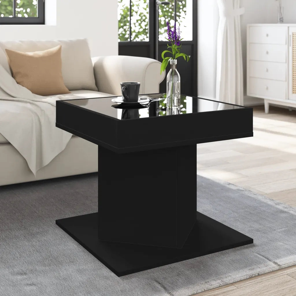 vidaXL Tavolino Salotto con LED Nero 50x50x45 cm Legno Multistrato