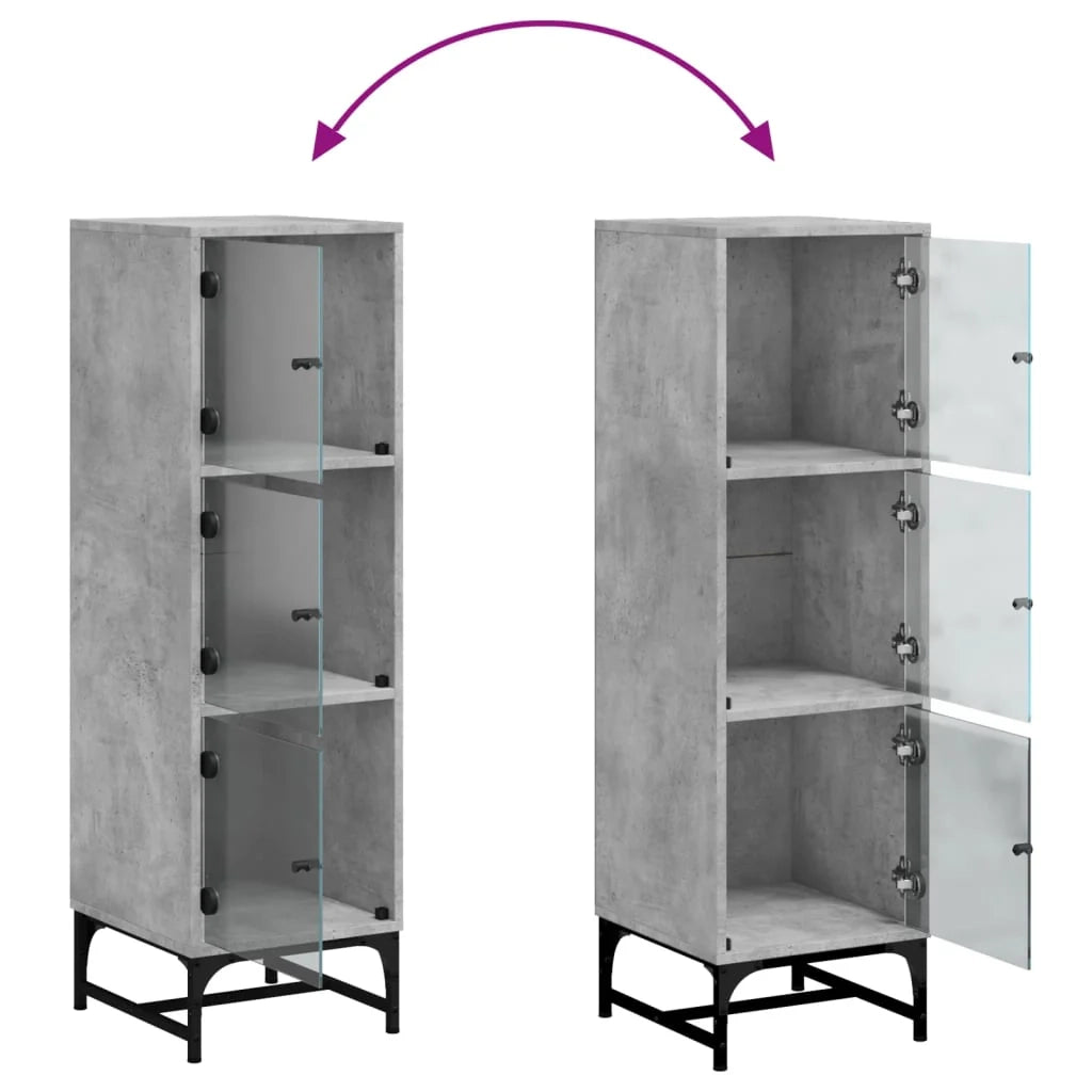 Credenza buffet cassettiera mobile contenitore organizer cucina soggiorno soggiorno con ante in vetro 35 x 37 x 120 cm grigio 02_0030119
