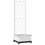 Fioriera rialzata per piante fiori e terrazze con traliccio 40 x 40 x 121,5 cm PP bianco 02_0038282