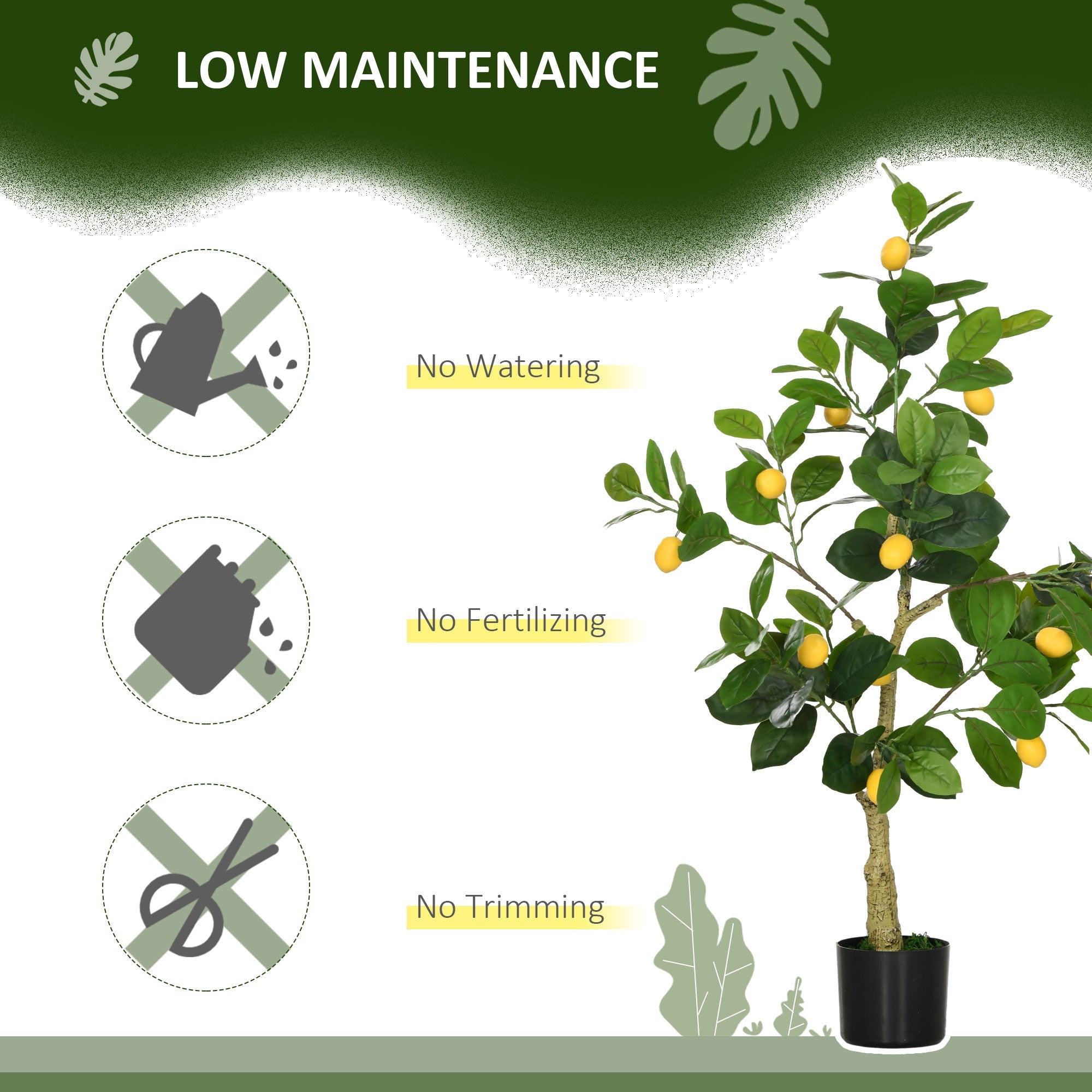 Set 2 Piante Artificiali di Limone e Arancia H120 cm con Vaso Verde