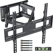 Supporto per TV con doppia braccio lungo per schermi da 23"-70" Piani e Curvi, Supporto per TV Rotativo e Regolabile, Doppio Braccio in Movimento, Sostiene fino a 45 kg, VESA 400x400mm, con Cavo HDMI, Livello Spirituale, 5 Adesivi Magnetici