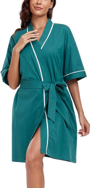 Kimono da Donna Leggero a Maniche Corte con Cappuccio Zona Torace e Maniche Cortissime per Donna (Verde, S)