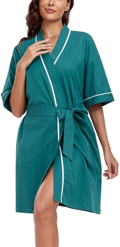 Kimono da Donna Leggero a Maniche Corte con Cappuccio Zona Torace e Maniche Cortissime per Donna (Verde, S)
