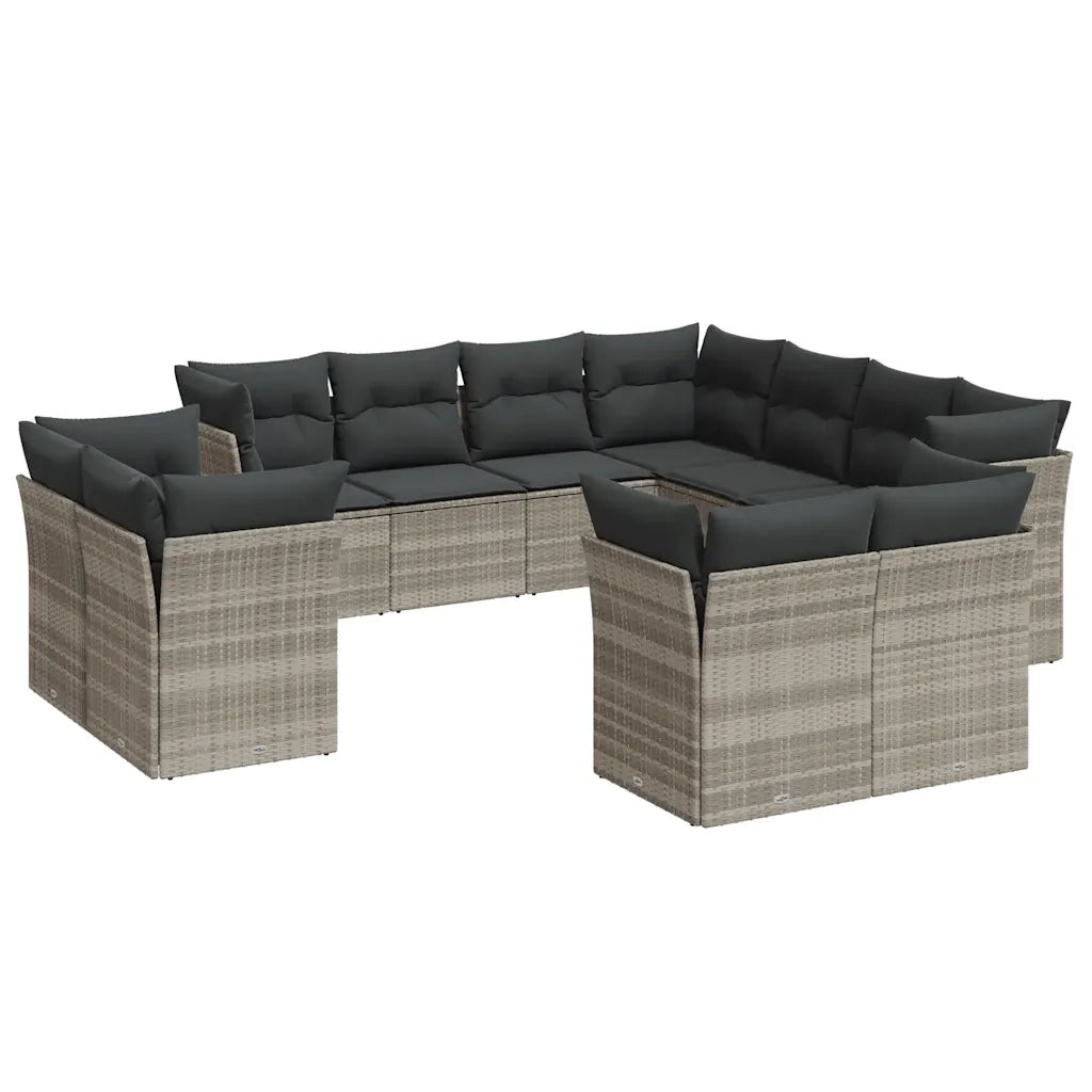 Set Divani da Giardino 11 pz con Cuscini in Polyrattan Grigio 3218512