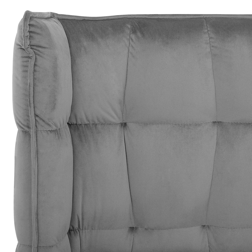 Letto Tappezzeria trapuntata in velluto grigio Gambe in legno chiaro 160 x 200 cm doghe con testiera regolabile Wingback